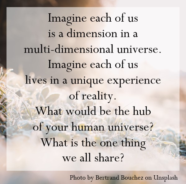 Imagine we are each a dimension in a multi-dimensional universe.