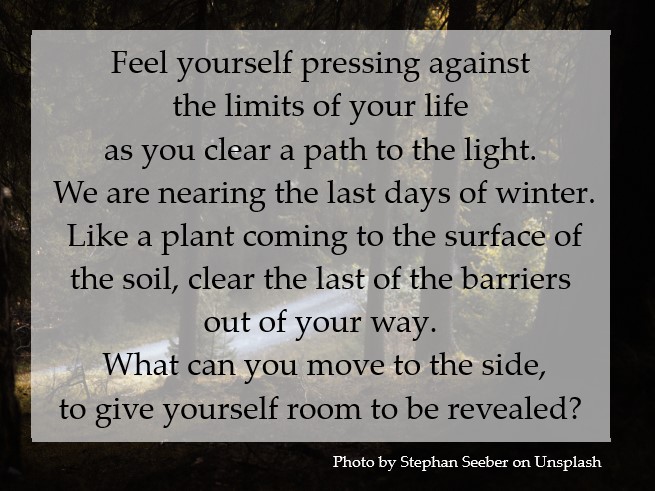 Feel yourself pressing against the limits of your life as you clear a path to the light.