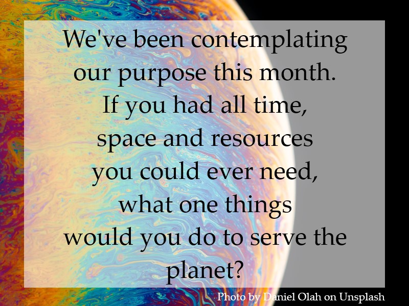 We've been contemplating our purpose this month.